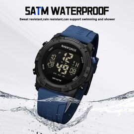 NAVIFORCE Men Sports Waterproof Digital Watches with Stopwatch Alarm Rubber Strap Wristwatch for Women