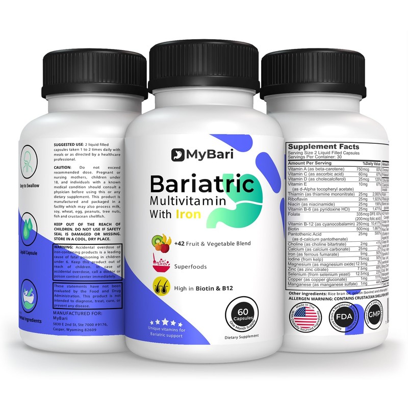MyBari All-in-One Bariatric Multivitamin with Iron - Made in USA