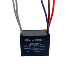 New CEILING FAN CAPACITOR CBB61 4.5uf + 6uf + 5uf 5 WIRE 250V