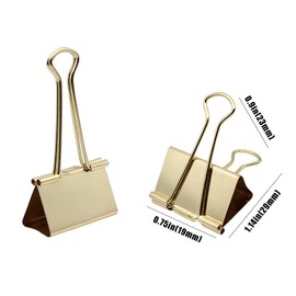 80 Pieces Foldback Clips 19mm Paper Clamps Binder Clip for Office School and Home Supplies, Gold
