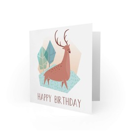 CARD GREETING HAPPY BIRTHDAY CARTOON DEER STAG ANTLERS