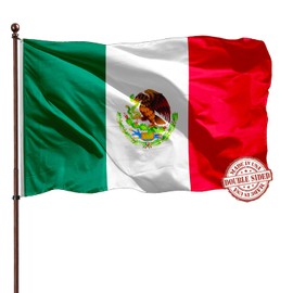 Big Mexican Mexico Flag 3x5 For Wall Double Sided- 3Ply 240D 4 Rows Stitched- 3x5 Mexico Country Flag Polyester- UV Fade Resistant With Canvas Header & 2 Brass Grommets