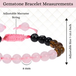 Healing Bracelet Set for Breaking Attachments - Rose Quartz Mariam Jasper Black Obsidian Bracelet Men and Women - Anxiety Stress Relief Gifts Pulseras Para Hombres Mujer Stocking Stuffers