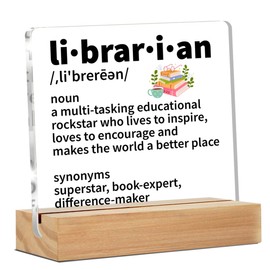 Librarian Gifts, Gifts for Library Worker Book Lover Bookworm, Thank You Gifts for Librarian Definition Clear Desk Decorative Sign Library Home Acrylic Decor
