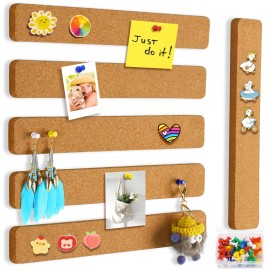 AYZTKUX 6 Pack Corkboard Strips for Walls, Self Adhesive Thick Cork Board Str...
