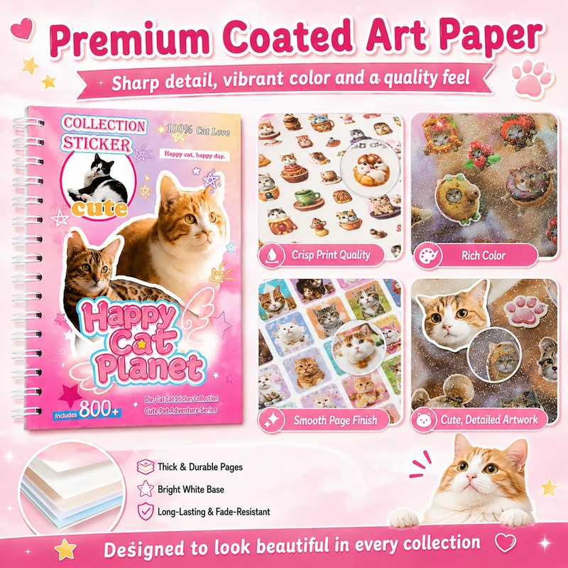 Cat Sticker Book with 800+ Cat Meme Stickers, 30 Pages
