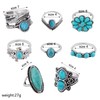 Yymobt 12 Pcs Turquoise Necklace Rings Set Western Adjustable Rings