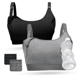momcozy Hands Free Pumping Bra, Adjustable Breast-Pumps Holding and Nursing Bra, Pumping & Nursing Bra in One
