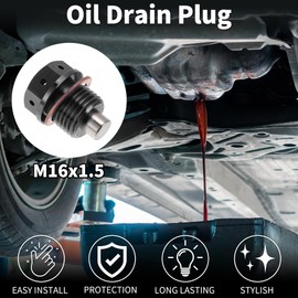 REPAIROCK M16x1.5 4MM Magnetic Oil Drain Plug Titanium Alloy Sump Drain Nut Bolt with 1 Copper Washer Black 1 Pc