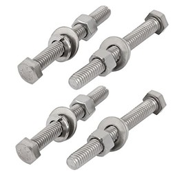 sourcing map Set of 4 304 Stainless Steel 3/8 Inch 16 Thread 3 Inch Hexagon Screw Washing Machine Rivet DE DE de