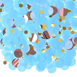 Acantha Round Tissue Confetti Blue RoseGold Gold Mixed Confetti Dots Paper for Wedding Baby Shower Birthday Party & Anniversary Decorations (1.76oz, 1-Inch)