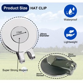 Adhere Golf Hat Clip Golf Ball Marker Holder Magnetic Golf Cap Clips Without Ball Marker (2pcs Black&White)