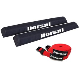 DORSAL Aero Roof Rack Pads with 15 ft Surf Straps - Pack of 4 for Car Surfboard Kayak SUP Long 34" Red