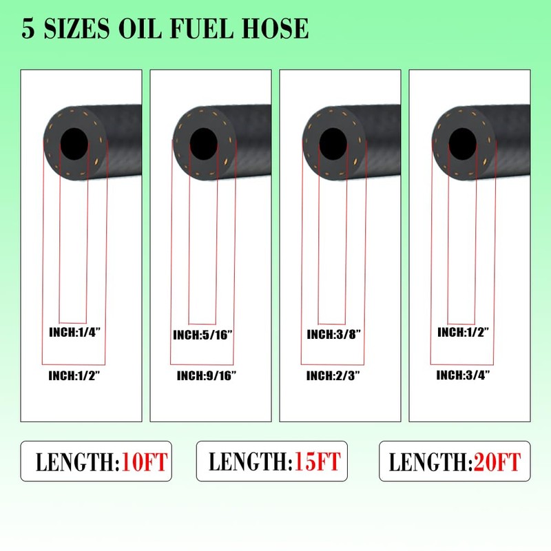 1/2 Inch ID Fuel Line Hose, J30R9 NBR Rubber High-Pressure