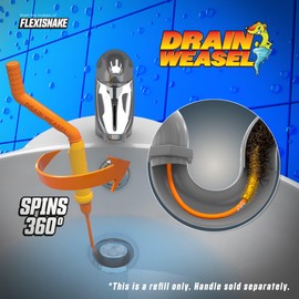 FlexiSnake Drain Weasel Refill - Sink Snake Hair Clog Remover Tool, Pipe, Bathroom, Bathtub Drain Cleaner, 18" Wands, Made in The USA, 3 Pack