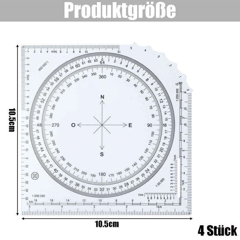 FLEXNOVA Set of 4 Plan Pointers, Protractor Template for Tactical