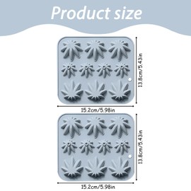 Silicone Maple Tree Leaf Molds, 20-Cavity Fall Weed Leaves Molds Baking Tray for Gummy Candy Chocolate, Gray, Set of 2