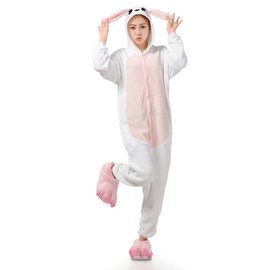 BIFINI Bunny Rabbit Kigurumi Pajamas Cosplay Costumes Pink XL