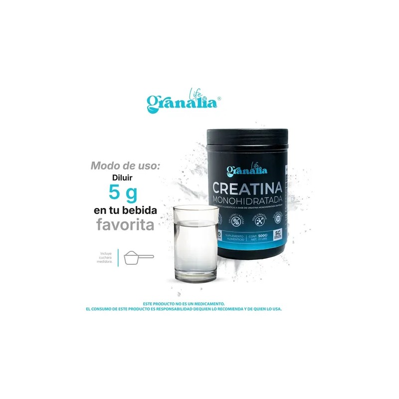 Creatina Monohidratada 100% Pura 500 G 100 Serv Granalia Lif