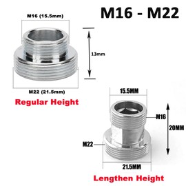 Brass Faucet Adapter, 22mm Male Thread to 16mm Male Thread Tap Joint Connector Faucet Water Purifier Aerator Adapter (Height 20mm)
