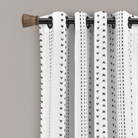 Lush Decor Hygge Stripe Window Curtain Panel Pair, 52" W x 63" L, Black & White