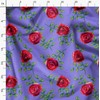 Soimoi Purple Moss Georgette Fabric Leaves & Rose Floral Decor