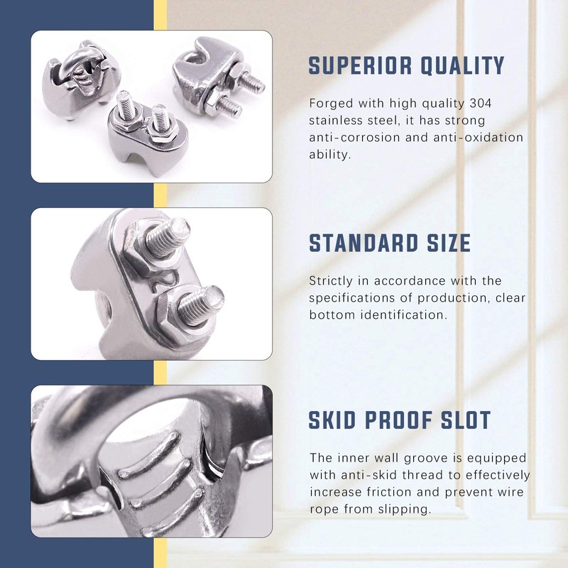 Glarks 24Pcs M2 Wire Rope Cable Clip Clamp with Cable