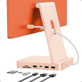 PULWTOP USB C HUB for iMac 24 Inch 2021/2023/2024.7 in 1 iMac Hub for iMac M1/M3/M4, iMac Accessories with USB C 10 gbps, 3 x USB A, SD/TF Card Reader, Supports M.2 NVME SSD (Not Included), Orange