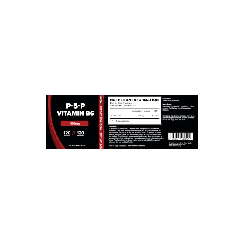 Strom Sports P-5-P Vitamin B6 150mg, 120 Capsules