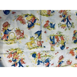 Unbranded VTG `70-80`s Children`s Novelty Print Children at Play w/Pets Butterflies BTFQ