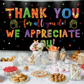 We Appreciate You Banner Decorations Colorful Thank You Banner Thank You for All You Do Backdrop for Teacher Employee Staff Doctors Nurse Poaster Volunteer Appreciation Week Party Decor Supplies