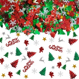 3000 Pcs Christmas Table Confetti, Xmas Snowflake Christmas Tree colorful Table Scatters Glitter Marry Christmas Party Decor Sprinkles Decorations