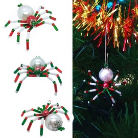 Christmas Spiders | Spider Ornaments for Christmas Tree | Christmas Spider Ornament | Red and Green Christmas Decorations | Unique Christmas Gift for Kids Adults (Style 1)
