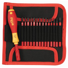 Wiha 28390 Insulated SlimLine Interchangeable Set Includes Handle with Pouch, 15-Piece