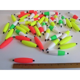 BLOCK BROOK TACKLE PEG FLOATS FISHING BOBBERS SLOTTED CIGAR TORPEDO COLOR MIX CHOOSE SIZE / QTY - 3 INCH -- 50 PACK