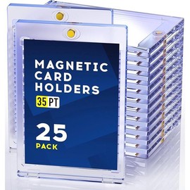 100ct Magnetic Card Holder 35PT, One Touch Card Holder for Trading Card, Card Protectors Hard Plastic, Card Sleeves Display Case for Baseball Card Sports Cards - Color: 25 PACK Card Holder