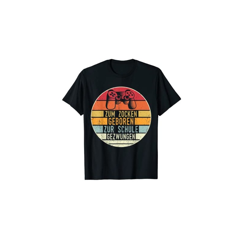 Zum Zocken geboren Zur Schule zwungen Gamer Gift T-Shirt, black