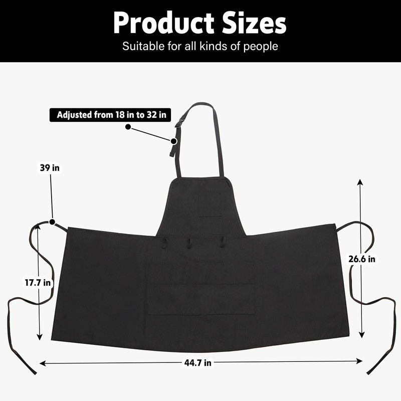 MyLifeUNIT Artist Apron, Adjustable Painting Apron with 10 Pockets for