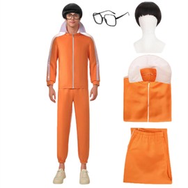 Men's Adult Vector Costume Cosplay 2-piece Orange Costumes Jacket Trousers Hoodie Sportswear Suit Fashion Sportswear Suit (costume Wig, M)