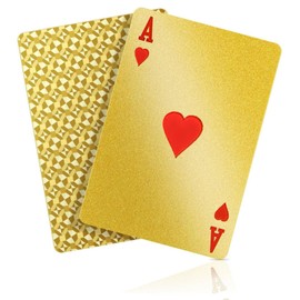 Hifireelf Plastic Playing Cards, Waterproof Poker Deck, Gold Diamond Design Casino-Style Deck of Cards with ​HD​ Diamond Design - ​Plastic​ Durability, for Gifts​ & Family Games