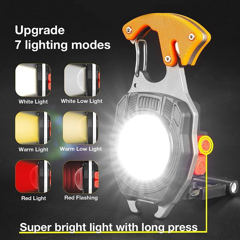COB Keychain Work Light Keychain Flashlights 7 Light Modes 1600Lumen,portable
