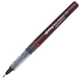 Rotring Tikky Fine Liner Fiber Tip Graphic Pen, 0.8 mm, Black Ink (1904758)