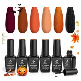 Set De Esmaltes En Gel Coleccion De Boda Otoño Hallowen 6pc                                                                                           