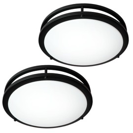 Elekeed 2-Pack Ceiling Light Fixture Black 36W, 13 inch Flush Mount Light Fixtures 3600LM, Modern Ceiling Light No Flicker, 5000K Bright LED Ceiling Lights for Hallways Bedroom Bathroom ETL Listed
