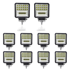 LightBoss 4 inch LED Light Pods, 126W Square LED Work Light, 12V 24V Spot/Flood Off Road Waterproof Fog Lights for Tractor Truck ATV UTV RV RZR Boat Pickup Golf Cart Trailer Crane Wheeler, 10Pcs,White
