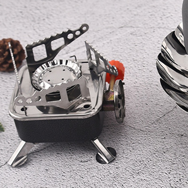 Mini Camping Stove Folding Stable Support Wind Resistant High Efficiency