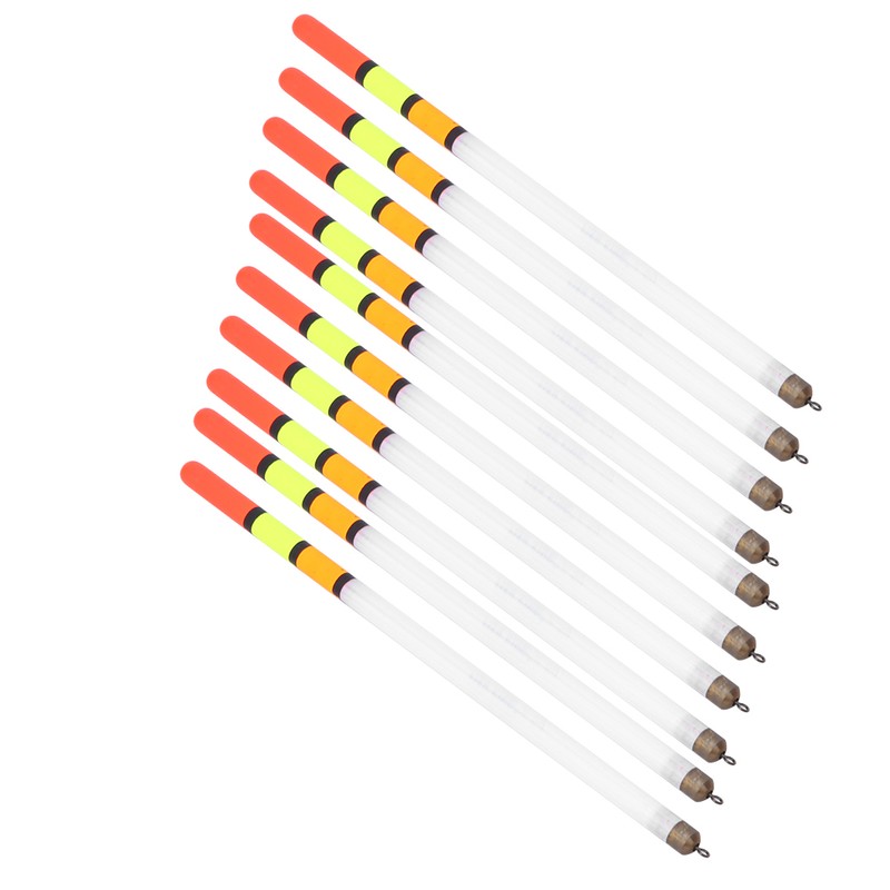 10 pcs Durable Plastic Fishing Floats Bobber Stick Tube Multi