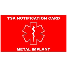 Metal IMPLANT TSA Notification Wallet Air Travel Card - Quantity (1)