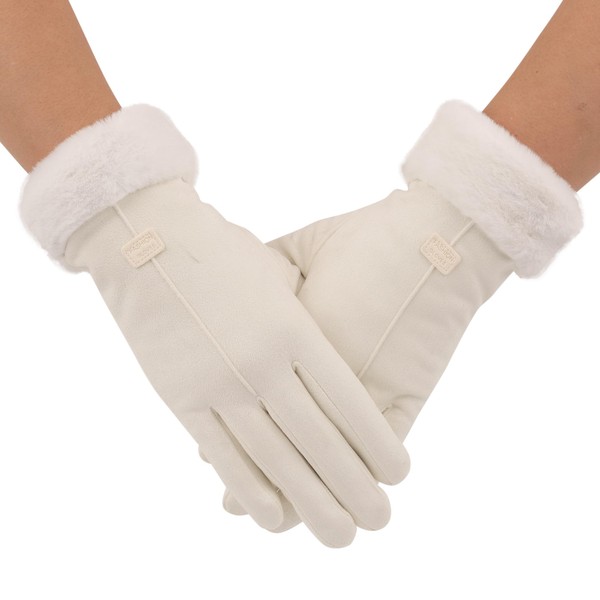 Zeltauto Women's Touch Screen Gloves Faux Suede Full Finger with