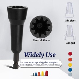 MOSCPA 1/4" Chuck Wire Twister Tool for Drill Wire Twisting Tool Spin Twist Wire Connector Socket Wire Cap Nut Twister Enhanced Wiring Efficiency Kits Wire Driver for Most Wire Caps (Black)